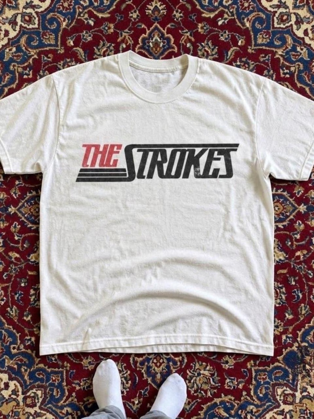 Gildan White The Strokes Logo Short Sleeve Tee